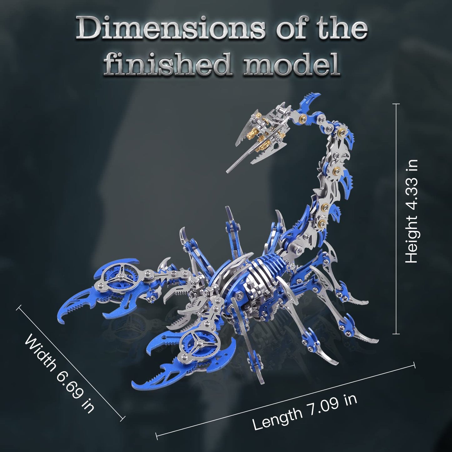 Metalkitor Scorpion 3D Metal Puzzles Kits for Adults Teens – 454 Pcs – Mechanical Assembly Models – 4 Hours to Build – Ideal for Gifts and Decorations (Blue)