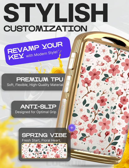 Lucrum Compatible with Mazda CX5 Key Fob Cover & Leather Keychain - TPU Keyfob Case for 3, 6, CX-5, CX-9, CX-30, CX-50, CX-70 (2019-2025) - Spring Vibe