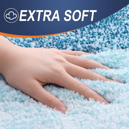 OLANLY Bathroom Runner Rugs Mat 47x17, Extra Soft Absorbent Microfiber Bath Rugs, Rubber Backing, Quick Dry, Washable Long Bath Mats for Bathroom, Tub and Shower, Home Decor Accessories, Peacock Blue