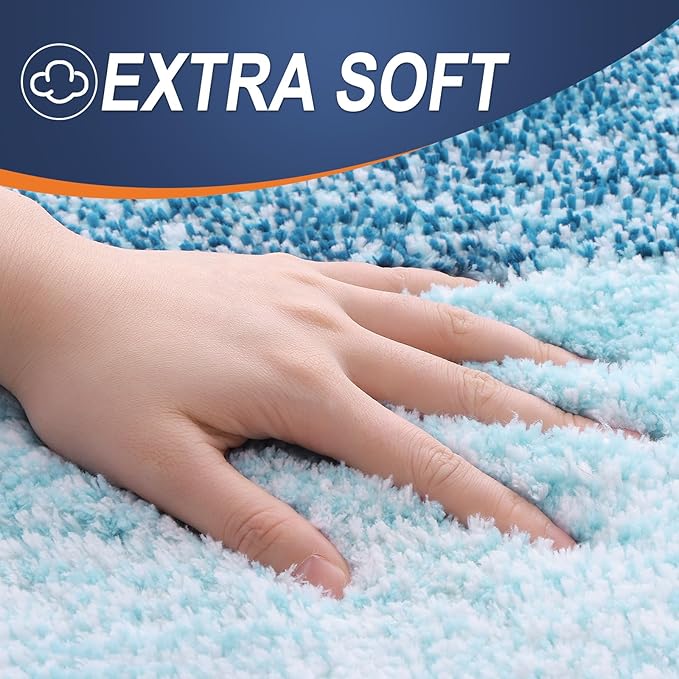 OLANLY Small Bathroom Rugs Mat 24x16, Extra Soft Absorbent Microfiber Bath Rugs, Rubber Backing, Quick Dry, Washable Bath Mats for Bathroom Floor, Tub and Shower, Home Decor Accessories, Peacock Blue