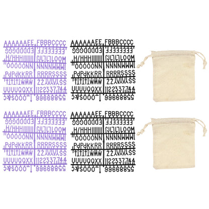 PATIKIL 588 Piece Plastic Letters Set for Felt Letter Board, Black/Purple Alphabet Message Board Accessories Including Letter Numbers with Restraint Strap for Cafe, Wedding, Birthday