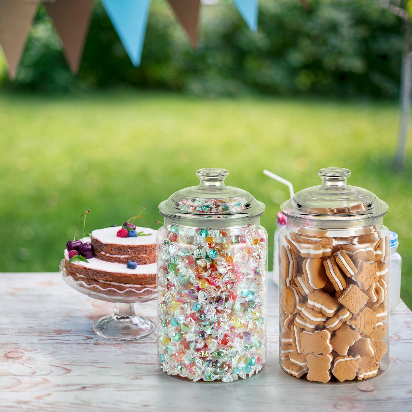 MOLIGOU Plastic Apothecary Jars with Airtight Lid, 120 oz Candy Jars for Candy Buffet, Kitchen Storage Jars, Set of 2
