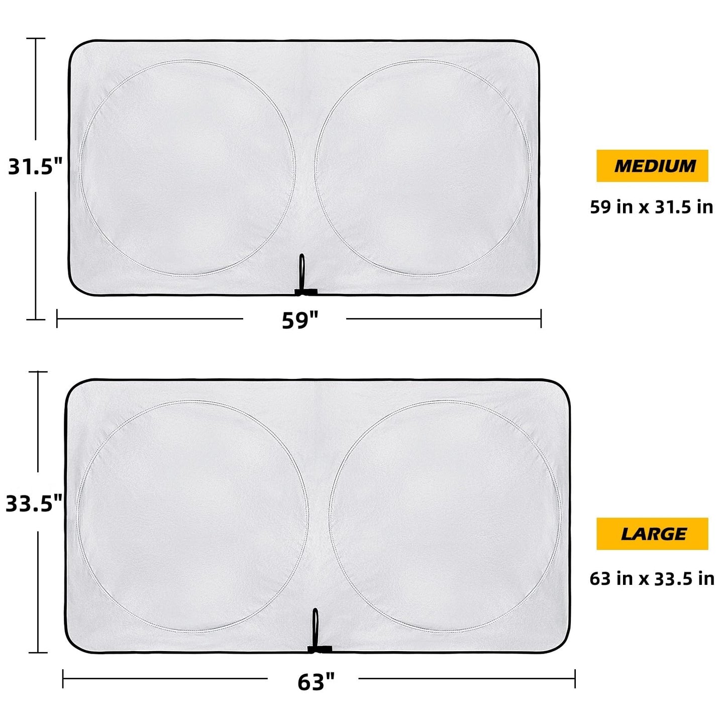 Windshield Sun Shade - Car Sun Shade Windshield, Foldable UV Ray Reflector car Shade Front Windshield, Sun Visor for Car Keeps Your Vehicle Cool, for Most Sedans SUV and Trucks - Large 63 x 33.5 in