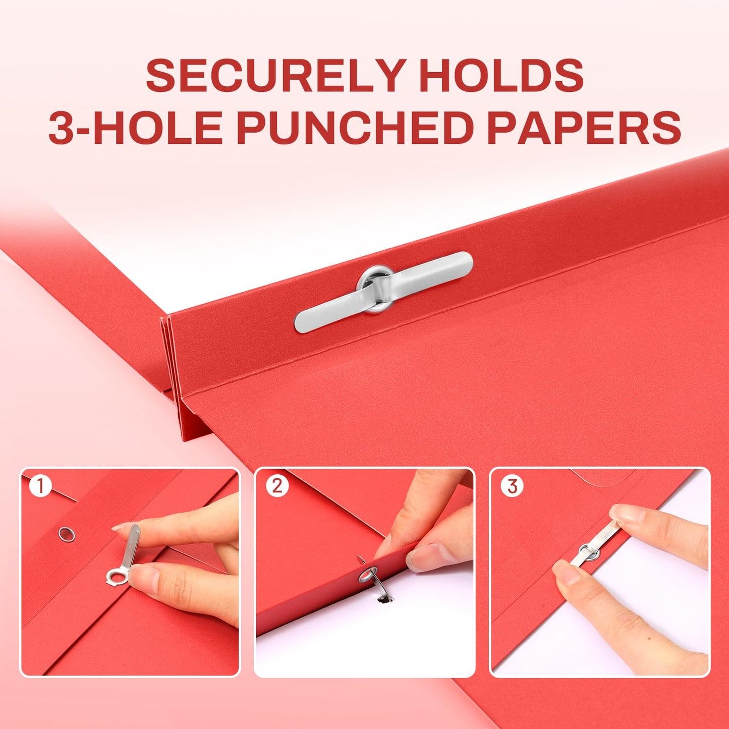 SUNEE 2 Pocket Folders with Prongs (25 Pack, Red), Paper Folders with 2 Pockets and 3 Prongs Fit Letter Size Paper, Folders with Prongs for School Office Home Business