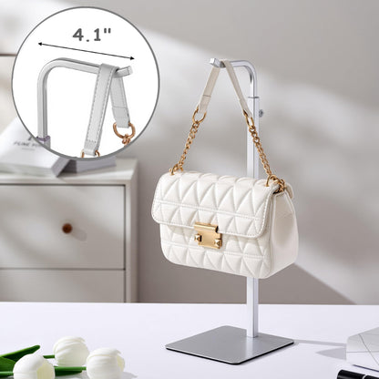 Josmimic 3 pcs Purse Holder Handbag Display Stand: Silver Hanger Rack for Bags, Purses, and Wreath, Adjustable Hook Stand for Tabletop, Closet, and Retail Use for Vendors
