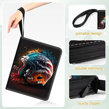 Football Card Binder Holder 480 Pockets with 60 Removable Sleeves, Portable Sports Trading Standard Sized Cards Binder Album Collector Organizer Protectors with Zipper,Waterproof