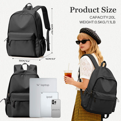 Lendolk Black Middle School Backpack For Men Women Simple Backpack For College Students Aesthetic High School Bag Waterproof Bookbag For Teens Girls Boys