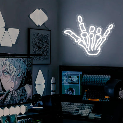 Hand Skull Neon Signs - USB Powered Dimmable Skeletons LED Neon Light for Home Wall Decor Man Cave Gaming Room Bar Pub Party Birthday Gifts
