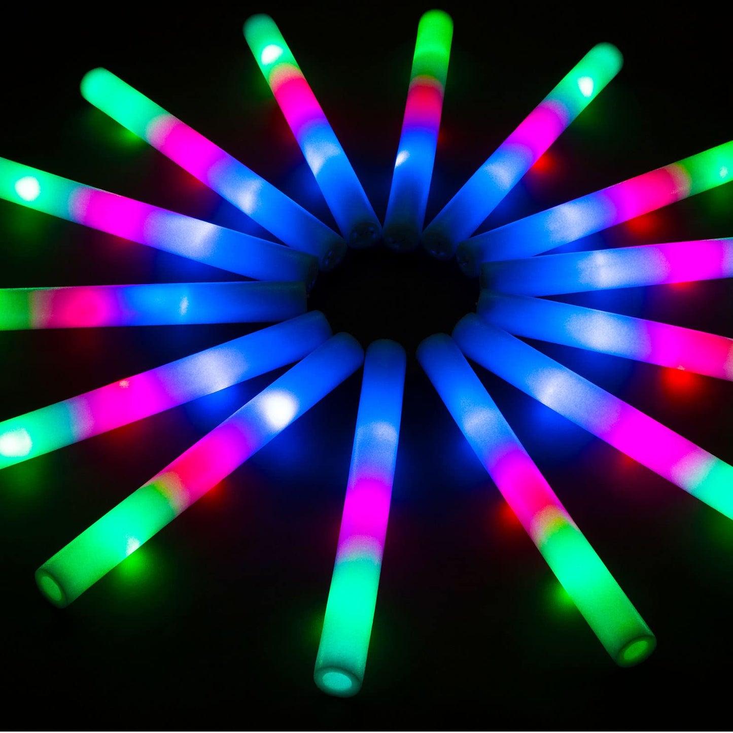 SHQDD 105PCS LED Foam Glow Sticks, Foam Light up Sticks Bulk Party Pack with 3 Modes Colorful Flashing, Glow in The Dark Party Supplies for Parties, Wedding, July 4th, Birthday,Raves,Concert,New Year