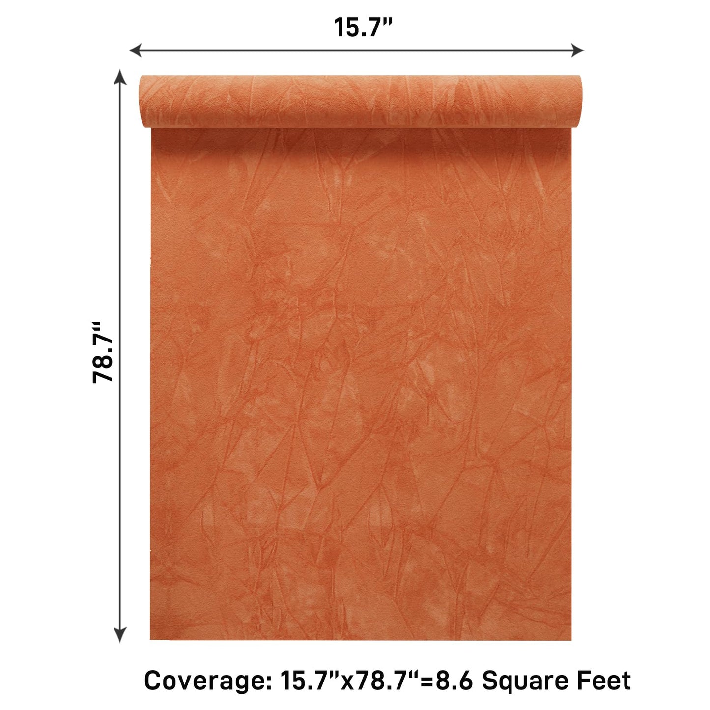 VaryPaper 15.7"x78.7" Orange Crushed Velvet Fabric Self Adhesive Flocking Contact Paper for Cabinets Dresser Soft Felt Drawer Liner Jewelry Box Liner Velvet Wallpaper Peel and Stick for Nursery Crafts