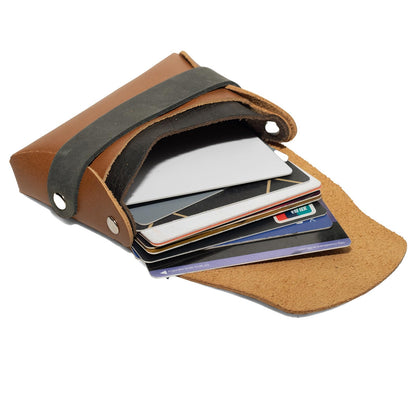 JingRongDa Leather Card Case Wallet, Slim Money Holder with Credit Card Slots Large Capacity Wallet for 30 Cards/Poker/Cash (light brown)