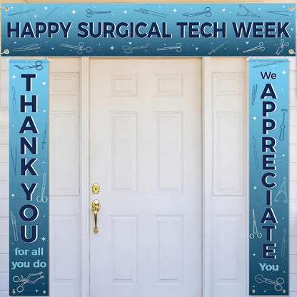 Fanfanwin 3 Pcs Happy Surgical Tech Week Banner We Appreciate Thank You Celebrate with Surgical Tech Week Party Decor Doctor Staff Party Supplies for Hard Work Nurse Doctor