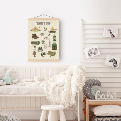 Boat Wades Educational Camping Wall Art Poster Hanger Frame, Camping Decor for Camper, Camper's Guide Wall Decor for Kids Room Bedroom Nursery Playroom Classroom, 12x16 Inch