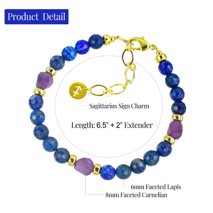 Ayriwoyi Sagittarius Zodiac Bracelet Energy Spiritual Bracelet Lapis Lazuli Amethyst Stone Beads Bracelet with Handmade Astrology Jewelry Gift for Men Women