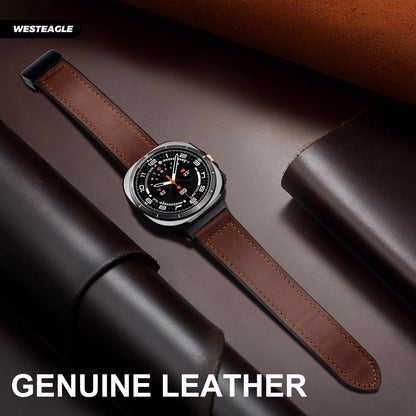 WestEagle Magnetic Leather Watch Band Compatible with Samsung Galaxy Watch Ultra 47mm (2025/2024) Magnetic Buckle Design Adjustable Classic Wristbands Replacement Straps for Men and Women, Dark Brown