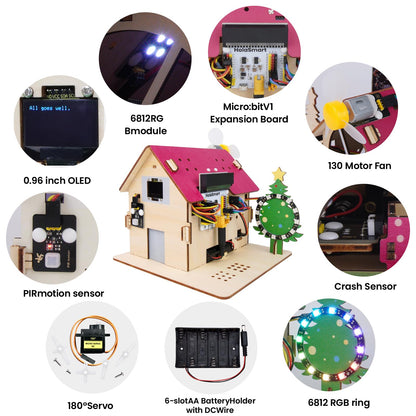 HOLASMART Microbit Smart Home Kit for Microbit V1 and V2,Electronics DIY Home Automation Coding Kit,STEM Educational Set for Student (Without Micro:bit and AAA Battery),Red
