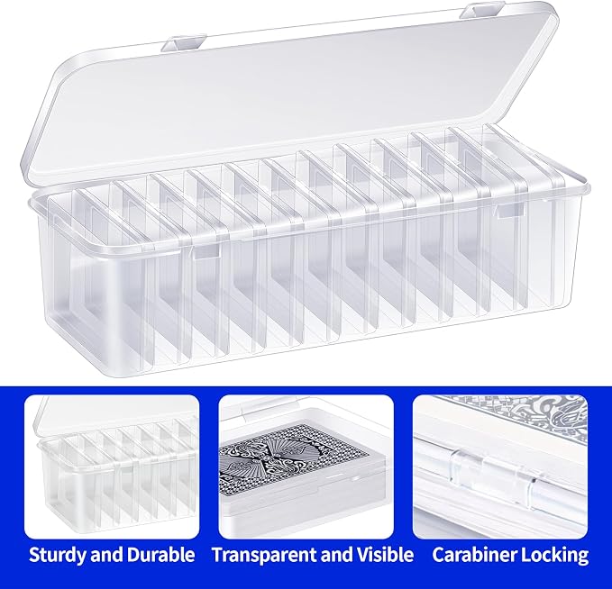 24 Pcs Playing Card Box, Clear Trading Card Storage Organizer 3.86 x 2.91 x 0.94 Inch Plastic Card Deck Case Snap Closed Holder Storage Organizer for Gaming Cards, Business Card Storage (24)