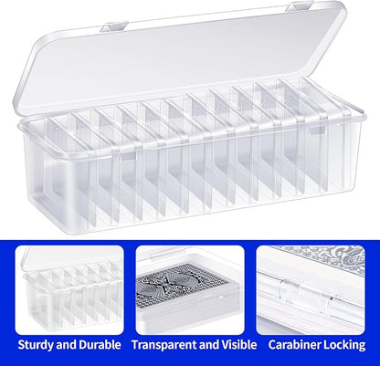 24 Pcs Playing Card Box, Clear Trading Card Storage Organizer 3.86 x 2.91 x 0.94 Inch Plastic Card Deck Case Snap Closed Holder Storage Organizer for Gaming Cards, Business Card Storage (24)
