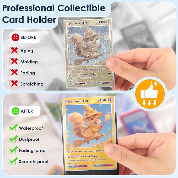 1000 Pcs Black Card Sleeves Toploaders for Trading Card, Matte Card Sleeves Deck Card Protectors Compatible with Baseball Cards, Sports Cards, Game Card