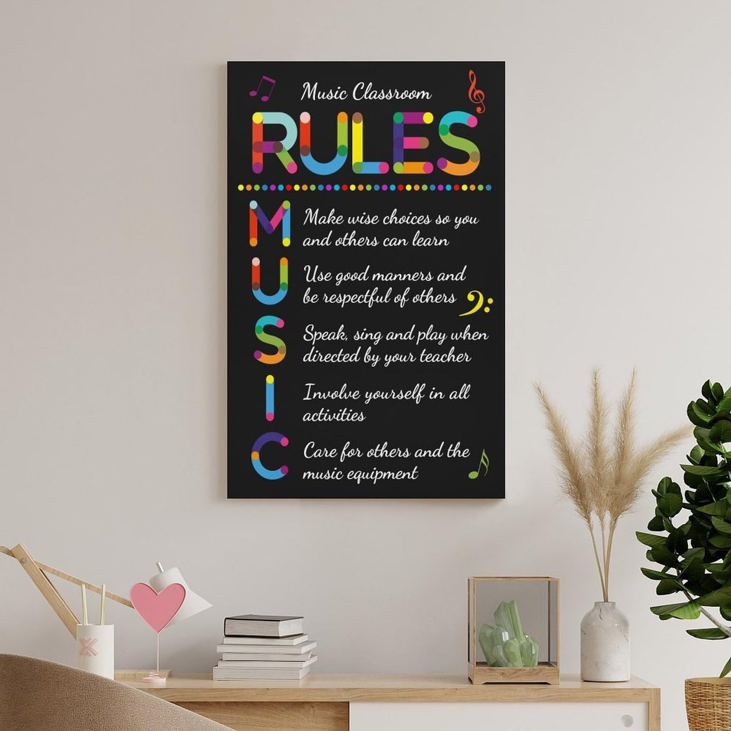 LINWDSB Music Classroom Rules Posters Musical Education Decor Primary School Middle And High Decorations Or Homeschool Unframe style-3 16x24inch(40x60cm)