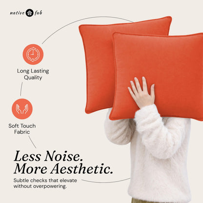 Native Fab Throw Pillow Covers 2 Pack, Premium Quality, 20x20 Inches, 100% Cotton, Bright, Durable, Decorative Halloween Cushion Cases, Perfect for Sofa, Couch, Living Room, Modern Home Decor, Orange