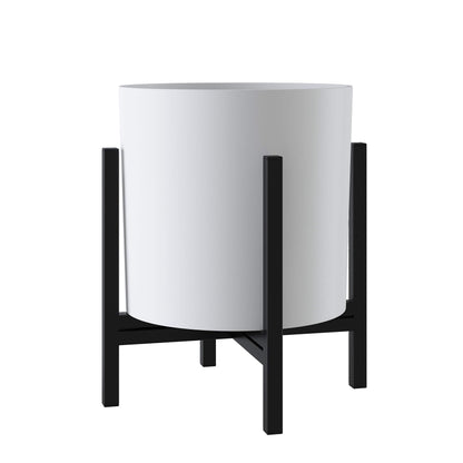 FaithLand Mid Century Plant Stand Indoor Outdoor (EXCLUDING 8" Plant Pot), Metal Planter Stand, Potted Plant Holder, Black, Hold Up to 8 Inch Planter - Upgraded Design