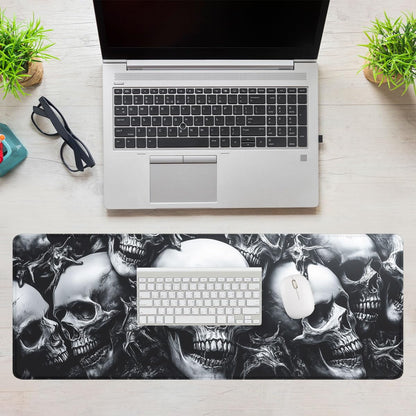 Skull Mouse Pad, Gothic Dark Horror Skeleton Art Halloween Gaming Desk Mat Extended Laptop Keyboard Non-Slip Rubber Base with Stitched Edges for Home, 31.5x11.8in Desk Home Office Gaming