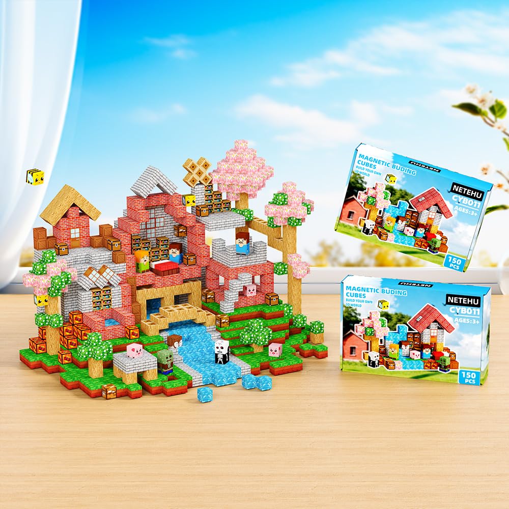 NETEHU 150PCS Magnetic Blocks, Stacking Magnets for Kids, Toy for Learning Toys, STEM Travel Magnet Building Toys for Toddlers
