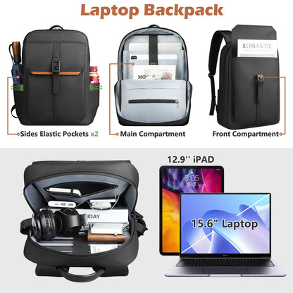 hk Slim Laptop Backpack for Men Women, Lightweight Business Backpacks 15.6 Inch Water-resistant Computer Bag for College Work Daily