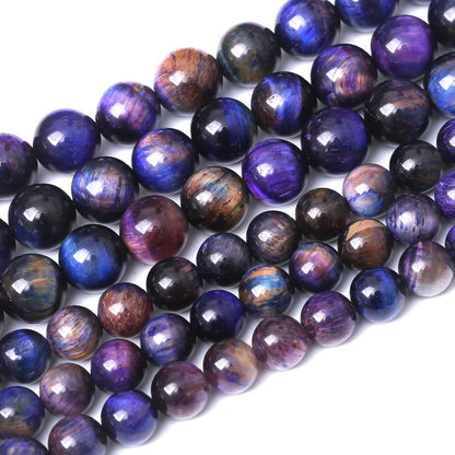 32PCS 12MM AAA Blue Purple Starry Sky Tiger Eye Stone Beads Natural Gemstone Bead Crystal Healing Energy Jewelry Making DIY 15 inches