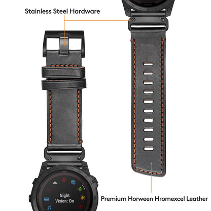 Garmin Fenix 8/7X/6X/5X Plus/3/HR/Descent MK1/D2 Delta PX/D2 Charlie Compatible Leather Watch Strap