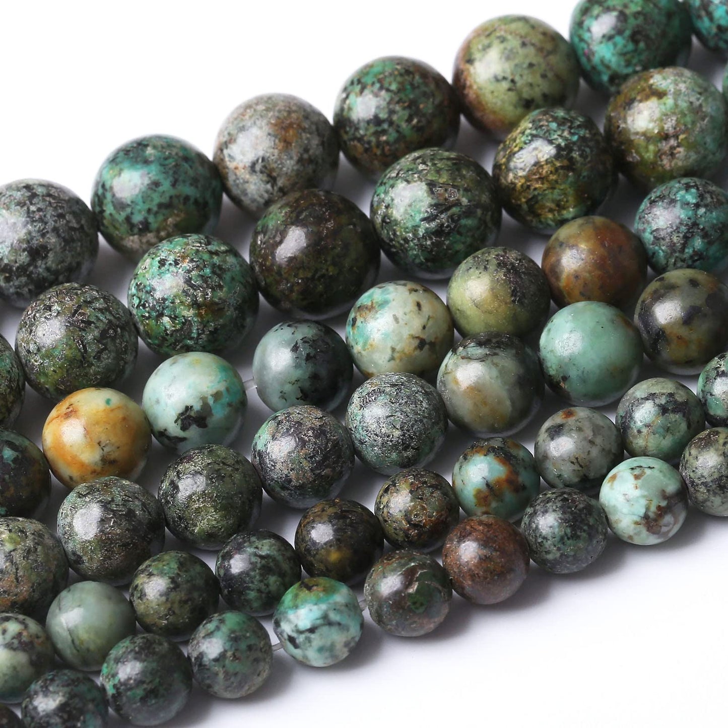 African Turquoises Stone Natural Stone Beads Gems Round Loose Beads Jewelry Making DIY Bracelet Necklace Accessory 1 Strand 32PCS 12MM 15"