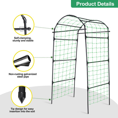 Yotoworth Garden Arch Cucumber Trellis for Climbing Plants Outdoor, 6.7ft Tall Archway Arbor Plant Support Grape Vine Tomato Pea Bean Trellis for Raised Bed Backyard, Black