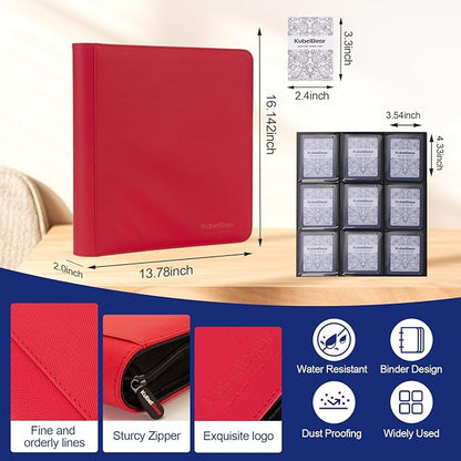 Toploader Binder – 360 Capacity, Zippered Trading Card Holder for MTG, Sports & Collectible Cards – Acid-Free, Durable & Travel-Friendly Storage (Red dots, Toploader Binder)
