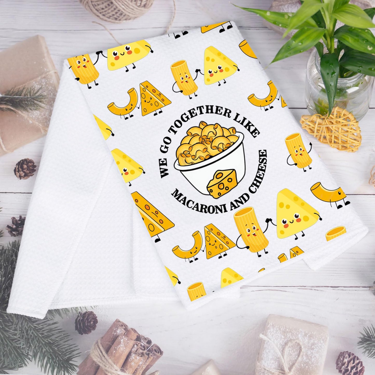 JNIAP Mac and Cheese Gift We Go Together Like Macaroni and Cheese Kitchen Towel Macaroni and Cheese Lover Gift (We Go Together)