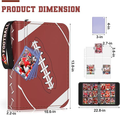 Mlikero 720 Pockets Football Card Binder, Sports Card Binder with Card Display Design, Premium Card Ablums with Sports Pattern Wristband Fit for Football Cards 2026
