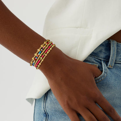Dainty 14K Gold Plated Beaded Bracelet Stack for Women,Bohemian Stretch Colorful Beads Non Tarnish Stackable Bracelets Set Fashion Party Prom Accessories Jewelry Gift Friendship