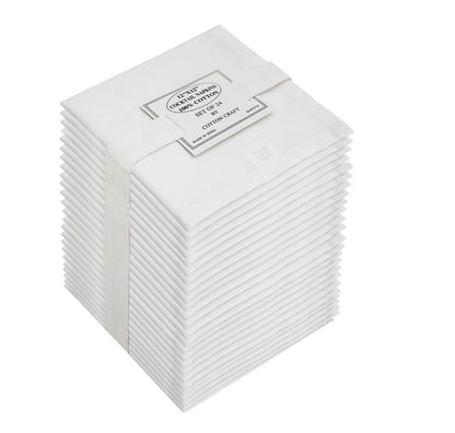 COTTON CRAFT Cocktail Napkins - 24 Pack - Happy Hour Drink Beverage Bar Party Holiday Dessert Celebration Event Gift Luncheon Brunch Dinner - Premium Cotton Cloth Reusable Washable - 12x12 - White