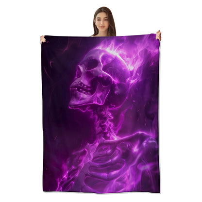 amepay Purple Skull Throw Blanket - Ultra-Soft Plush, Comfy, Lightweight, Warm & Fuzzy Flannel, Anti-Pilling, Ideal for Halloween,Sofa, Bed, Travel - Home Decor for Men & Boys 60×50inch