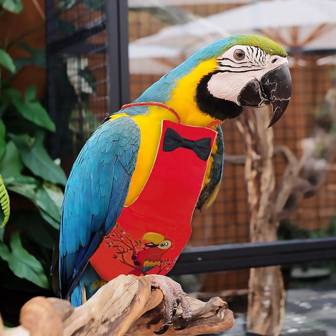 Bird Diaper Washable Parrot Diapers Reusable Bird Flight Suit Nappies Protective Breathable Parrot Nappy Clothes for Parakeet Macaw Budgie Canary Budgie Cockatiel(Red, Small)
