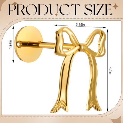 Blulu 2 Pcs Metal Bow Curtain Holdbacks Gold Wall Mounted Bow Curtain Hold Backs Curtains Modern Gold Holders for Living Room Bedroom Office Home