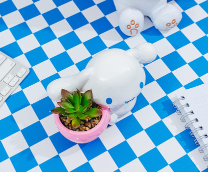 Silver Buffalo Sanrio Cinnamoroll Strawberry 4-Inch Sculpted Ceramic Mini Planter with Artificial Succulent