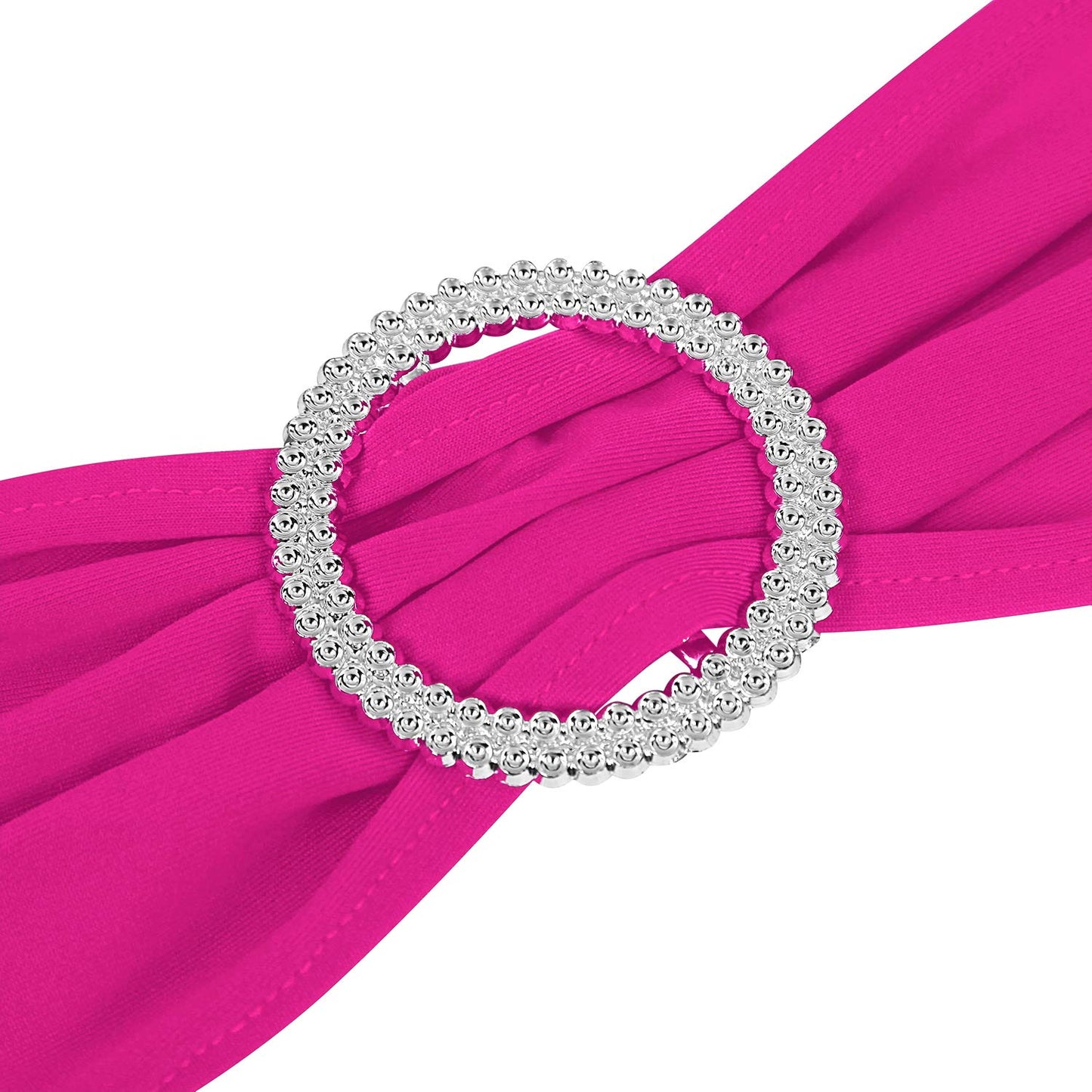 Peomeise 50pcs Fuchsia Spandex Chair Sashes with Buckle Slider for Wedding, Party Decoration