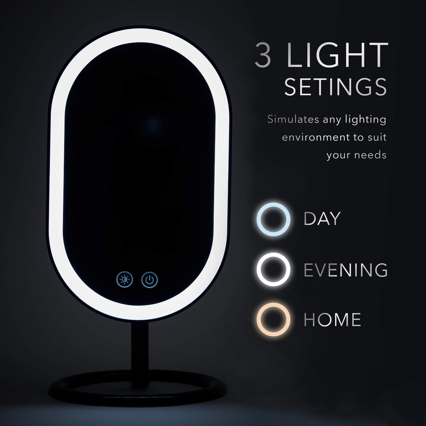 Fancii Vera LED Lighted Vanity Makeup Mirror, Rechargeable - Cordless Illuminated Cosmetic Mirror with 3 Dimmable Light Settings, Dual Magnification (Chrome)