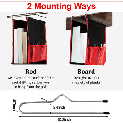 Chapou 1 PC Hanging Locker 2 Layer Shelves Hanging Locker Organizer Accessories for Office School Gym Closet Home Supplies(Red)