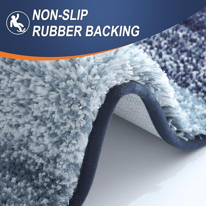 OLANLY Bathroom Runner Rugs Mat 47x24, Extra Soft Absorbent Microfiber Bath Rugs, Rubber Backing, Quick Dry, Washable Long Bath Mats for Bathroom, Tub and Shower, Home Decor Accessories, Airy Blue