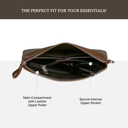 Wise Owl Accessories Genuine Leather Wristlet Wallet for Women Clutch Handbag Purses for Cell Phone Keys Coins Credit Card Slots (Brown Nappa)