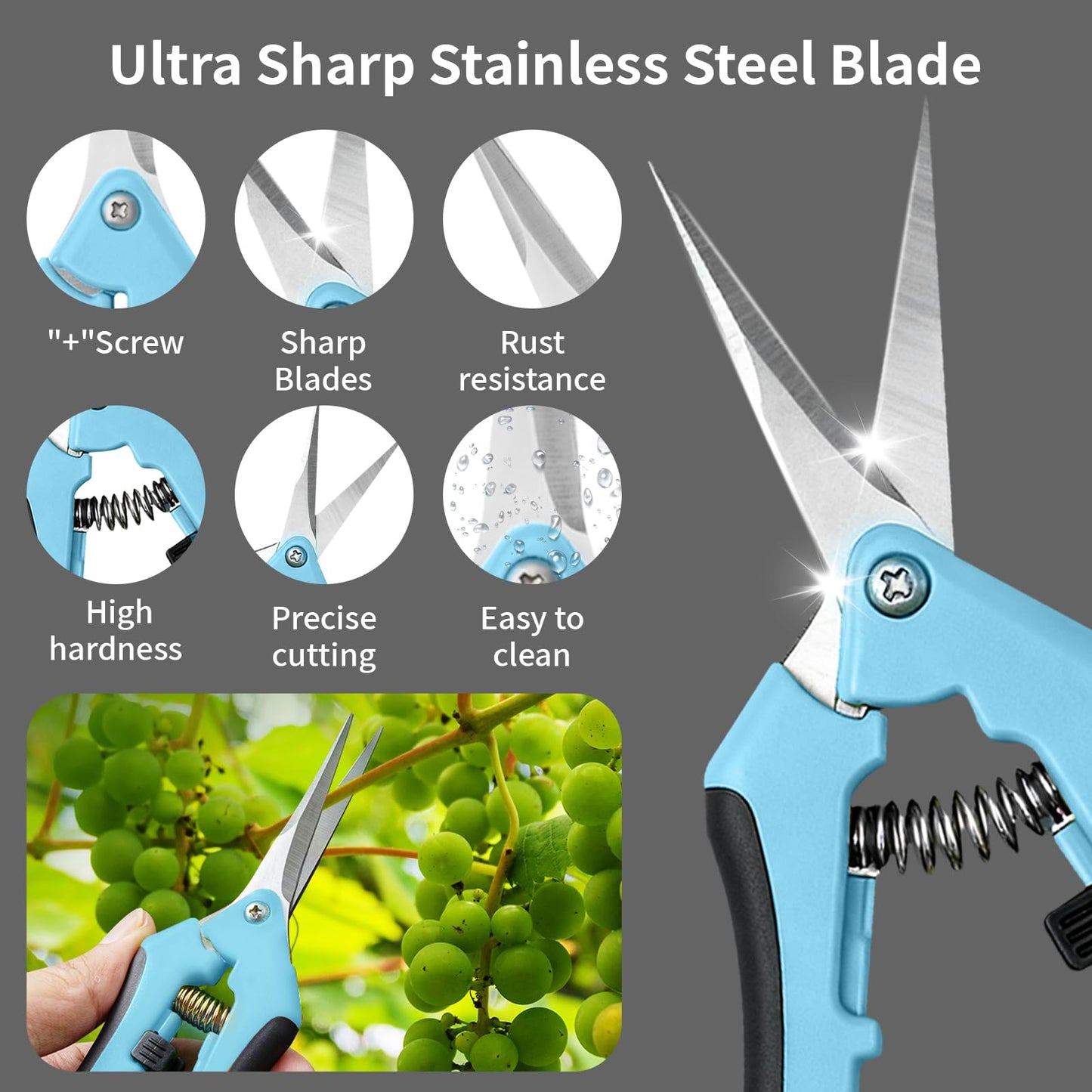 4 Pack Garden Pruning Shears, Stainless Steel Shears, Gardening Shears Scissors Pruning Shears for Gardening Tools (2pcs Blue+2pcs Orange)