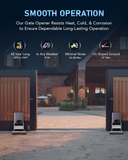 CO-Z APP Smart Automatic Sliding Gate Opener, 280W Electric Gate Opener for Doors up to 1400lb 40ft, Driveway Home Garden Gate Opening System, Gate Complete Kit with Remote Control & IR Sensor