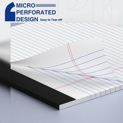12-Pack Legal Pads 8.5"x11" Wide Ruled Note Pads - 600 Sheets (50/Pad) with Micro-Perforated Notepad & Chipboard Backing To-Do Lists Thick Lined Writing Paper Notebook for School & Office Supplies